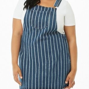 Plus Size Denim Striped Overall Dress